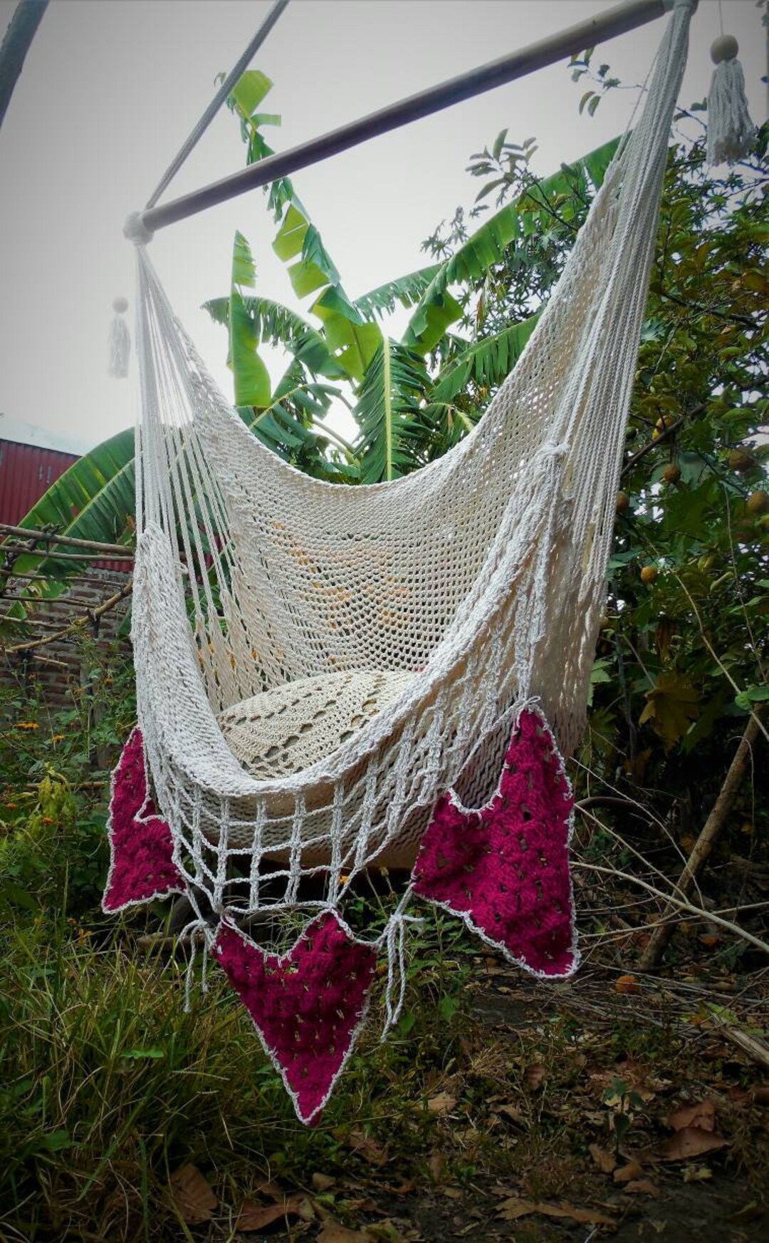 Pink Heart Crochet Hammock Chair Room Hanging Chair. Wedding Special Decor Gift. Macrame Chair. Garden Decor Handmade.express Shipping. Etsy