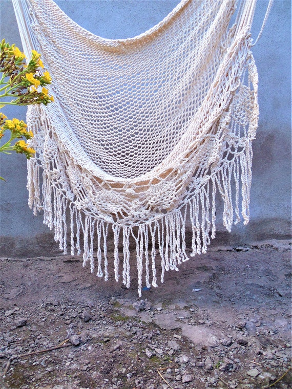 Beige Cotton Hammock Chair, Handmade
