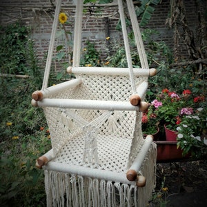 Macrame baby hammock chair cotton 100% handmade. Hanging baby chair. Baby room chair. Baby shower gift. Express shipping. image 5