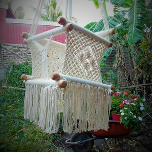 Macrame baby hammock chair cotton 100% handmade. Hanging baby chair. Baby room chair. Baby shower gift. Express shipping. image 1