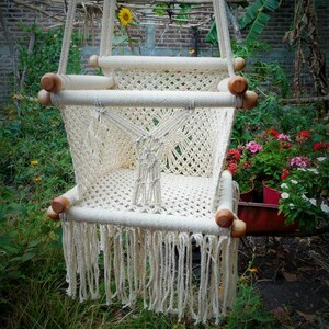 Macrame baby hammock chair cotton 100% handmade. Hanging baby chair. Baby room chair. Baby shower gift. Express shipping. image 2