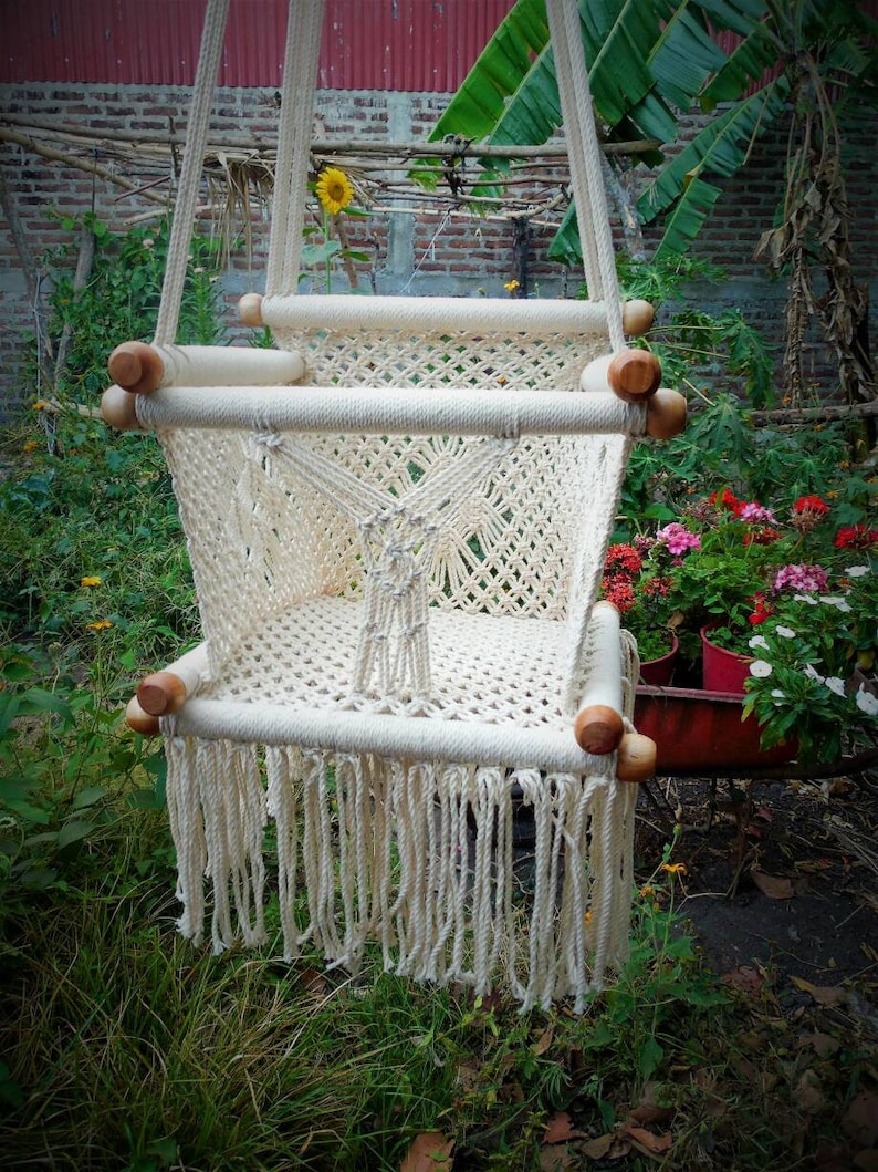 Macrame baby hammock chair cotton 100% handmade. Hanging baby chair. Baby room chair. Baby shower gift. Express shipping. image 2