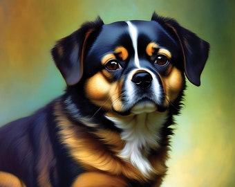 Dog portrait, Without customization, Dogs lovers, dog lovers, funny gift, dog digital oil painting