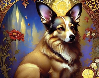 Dog portrait, Without customization, Dogs lovers, dog lovers, funny gift, dog digital oil painting