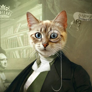 One of a kind Custom Pet Portrait by JAnovelty Victorian Blue Queen Portrait featuring your pet