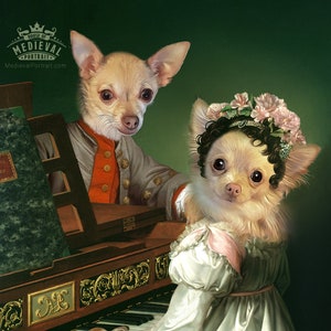 One of a kind Custom Pet Portrait by JAnovelty Victorian Blue Queen Portrait featuring your pet