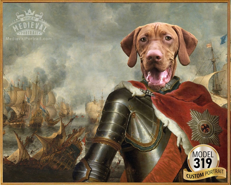 Your Cat or dog in Knight in armor, Warrior on the battlefield, Army Historical Portrait, Pet Portrait from Photo by JAnovelty image 2