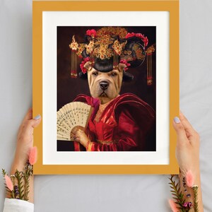 Pet in Chinese Traditional dress. Chinese queen Gift for husband, mother Personalized Gift Custom Pet Portrait by JAnovelty image 5