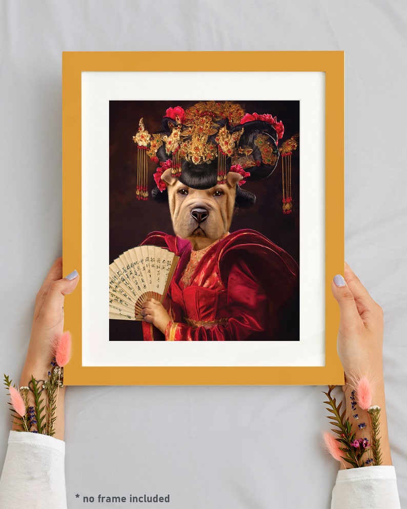 Pet in Chinese Traditional dress. Chinese queen Gift for husband, mother Personalized Gift Custom Pet Portrait by JAnovelty image 5