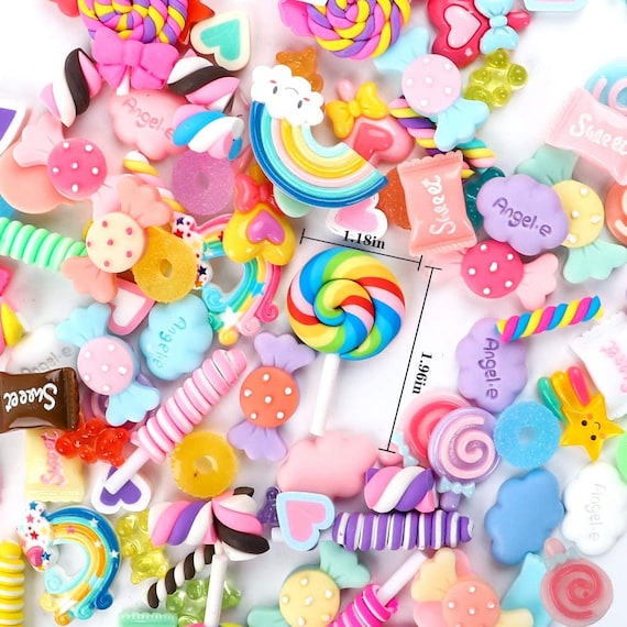 120 Pieces Assorted Kawaii Candy Sweet Charms for Crafts, Slime