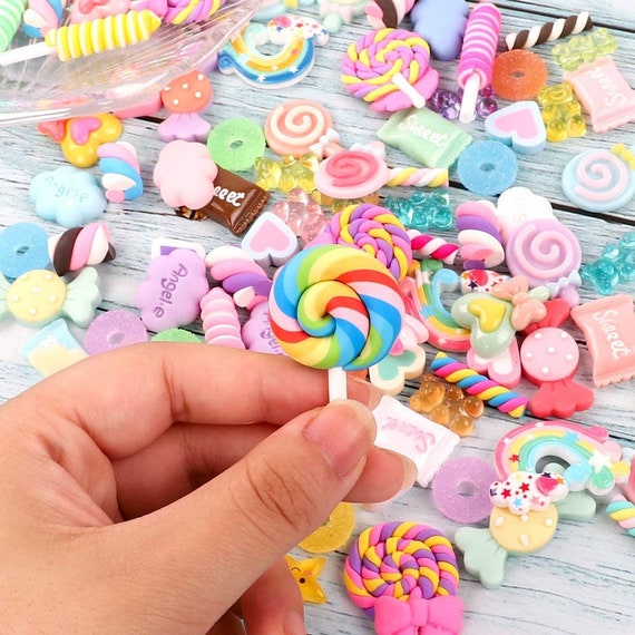 20 Pcs Candy Slime Charms Cute Set Mixed Resin Sweets Flatback