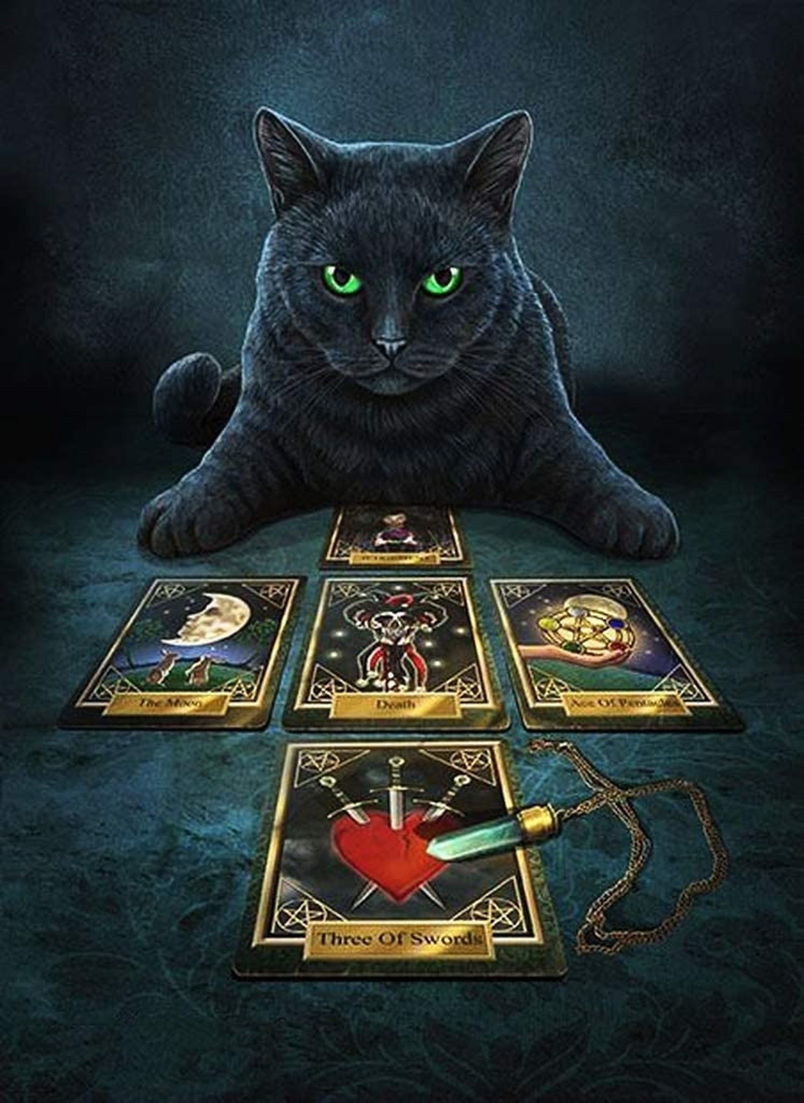 Black Cat With Tarot Cards Create Your Own Art Digital Etsy
