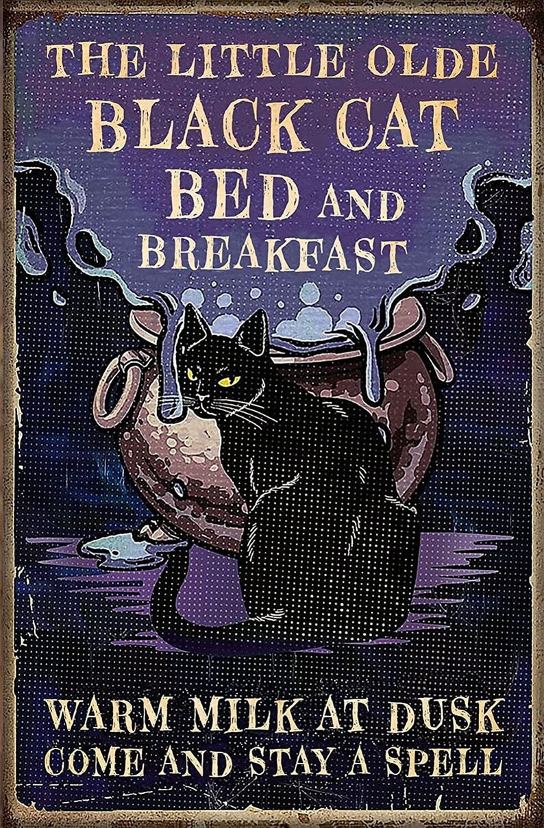 Mystical the Little Olde Black Cat Bed and Breakfast Retro Etsy