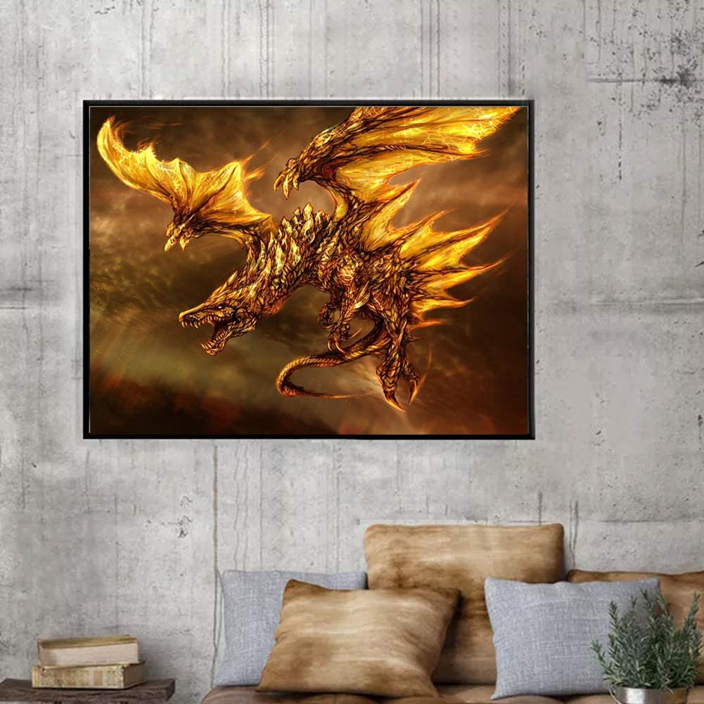 Golden Dragon 5D Diamond Painting Kit DIY Full Drill Etsy