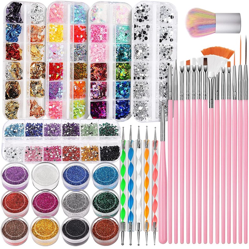 Complete Nail Art Kit Nail Design Tools Brushes Dotting Etsy
