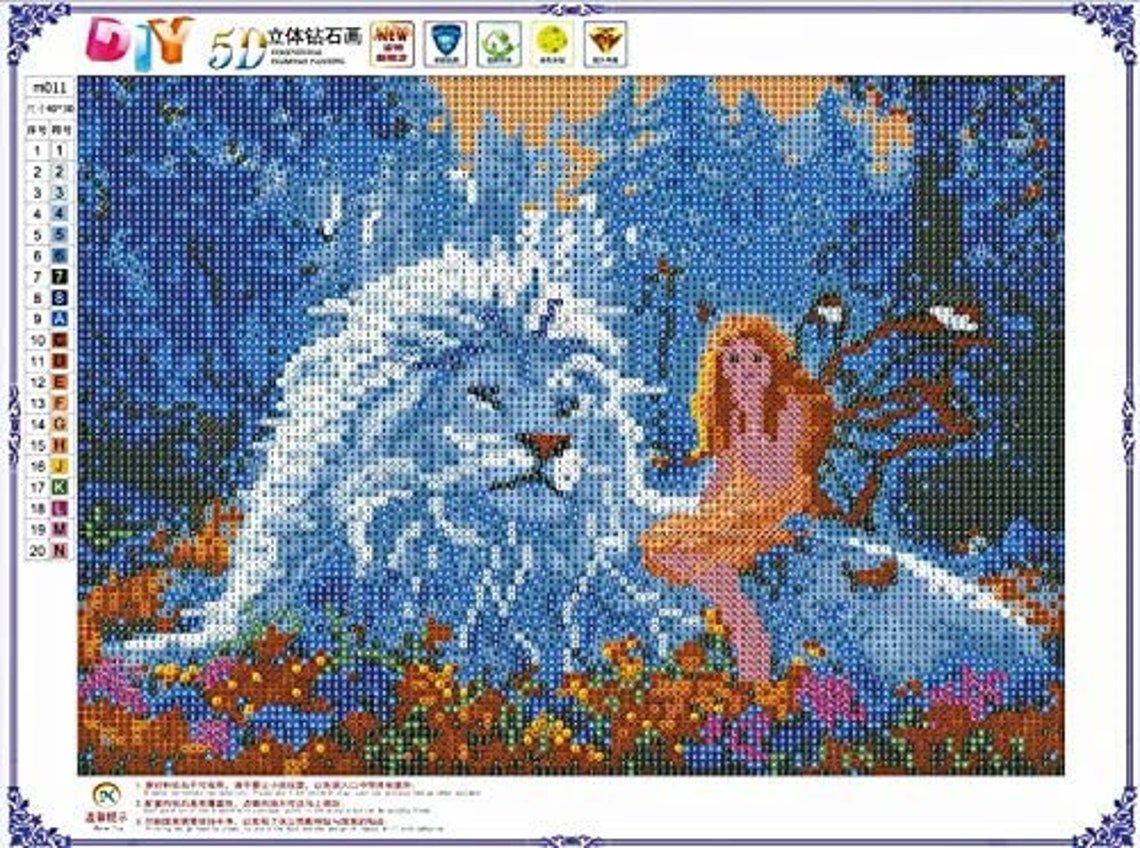 DIY 5D Diamond Painting Kit White Lion With Fairy Sprite Full - Etsy