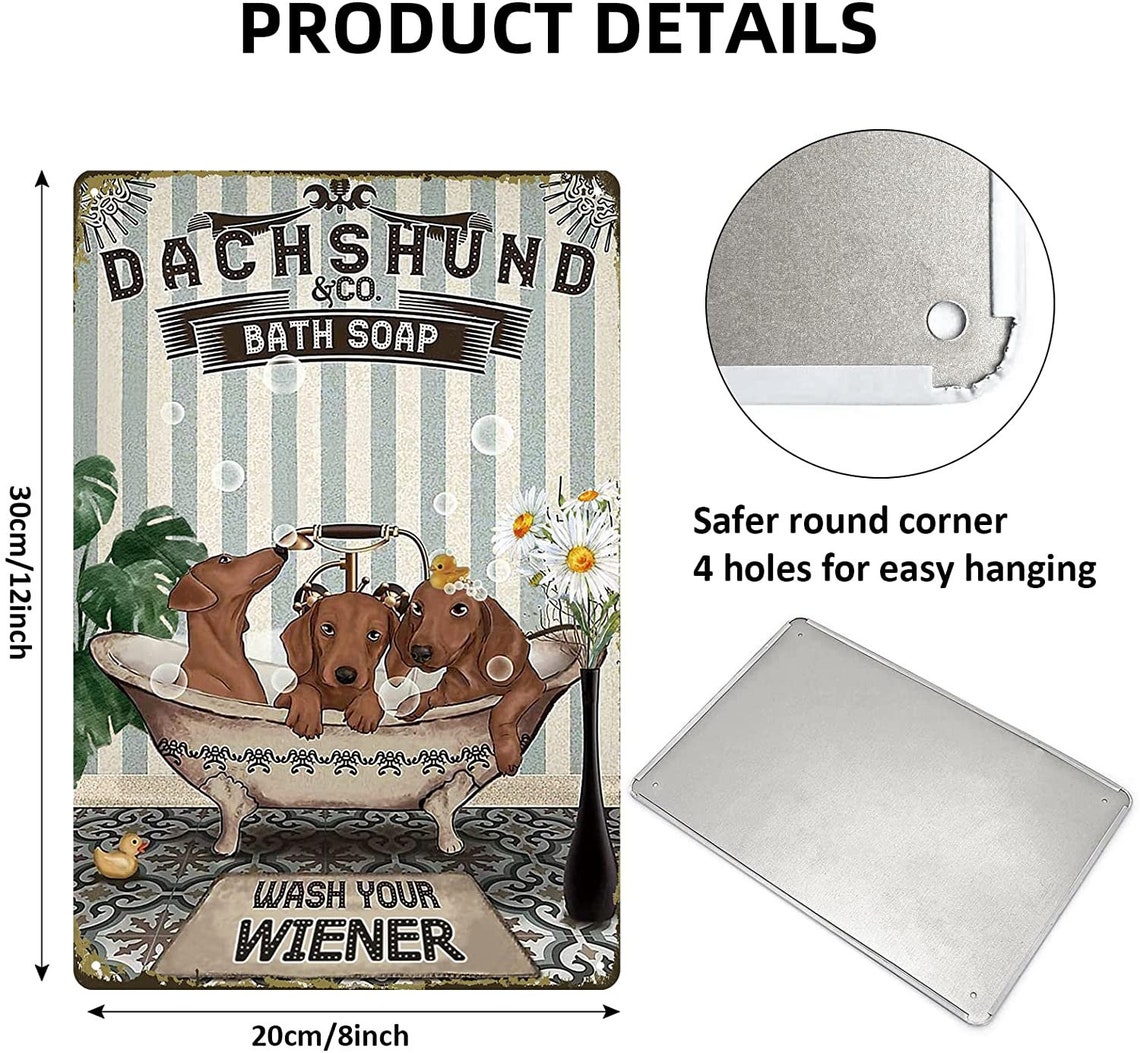 Funny Dog Bathroom Tin Sign Dachshund & Co Bath Soap WASH YOUR - Etsy