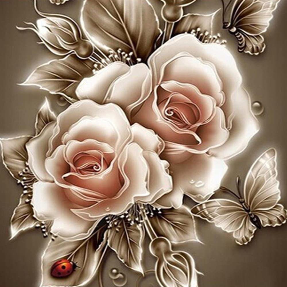 Roses Flower Diamond Painting Designs Embroidery House Portrait