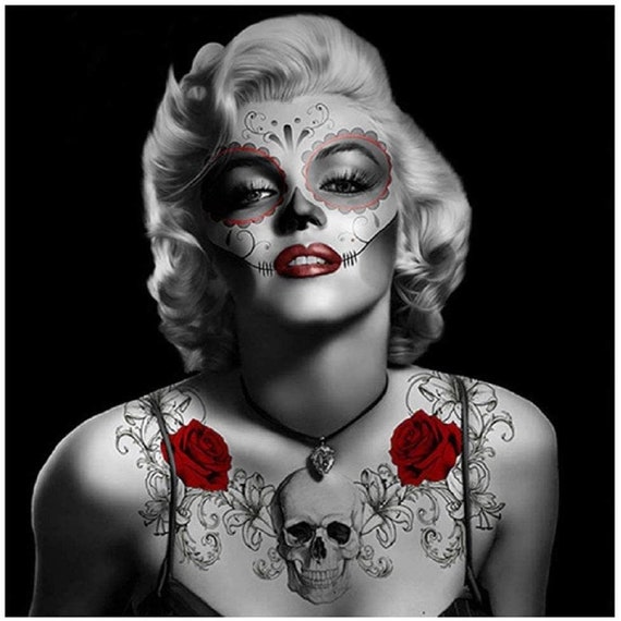 Marilyn Monroe Sugar Skull 5D Diamond Painting by Number Kit Etsy