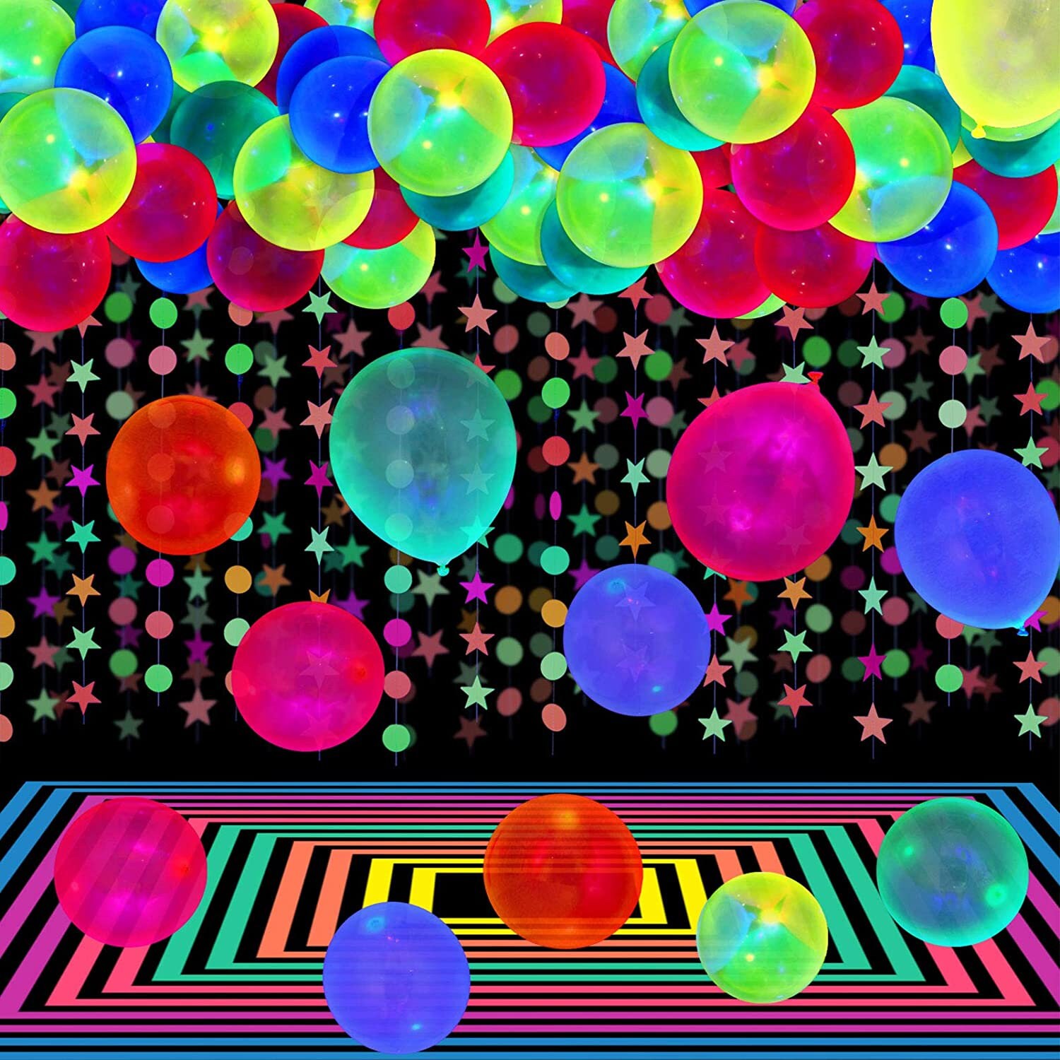 50 Pieces UV Neon Balloons 10 Blacklight Glow Party Etsy