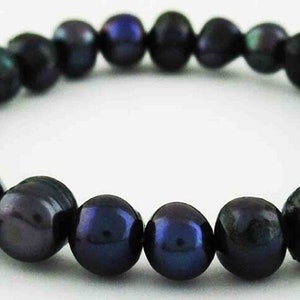 Genuine Large 7.5 mm Fresh Water TAHITIAN PEARLS Bracelet* Band New With Tag *