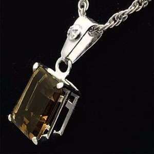 Natural 2.68 Carats Smoky Topaz & Diamod14k White Gold Pendant