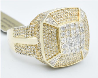 Genuine 5.50 Cts Diamond Men's Ring 10k Solid Yellow Gold