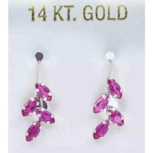 Created Rubin Dangling Örhänge 14k Vitt Guld