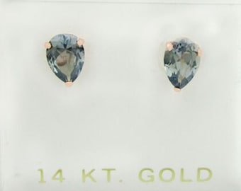 Alexandrites 1.26 Cts Stud Earrings 14K Rose Gold