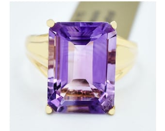 Genuine 7.78 Cts Amethyst Ring 10k Yellow Gold