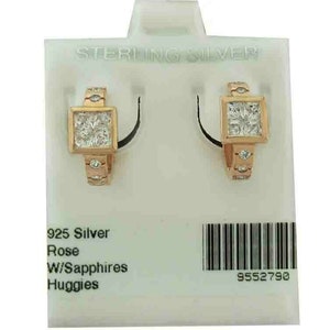 Created White Sapphires 1.28 Cts Huggies Earrings .925 Silver (Rose)