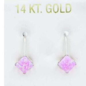 Genuine 0.98 Cts Pink Opal Dangling Earrings 14k White Gold- Free Appraisal