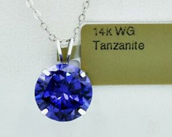 AAA Tanzanite 3.47 Cts Pendant 14K White Gold