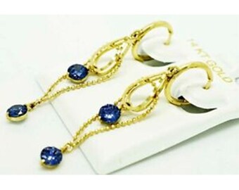 AAA Tanzanite 2.16 Cts Huggies Chandeliers Earrings 14k Gold