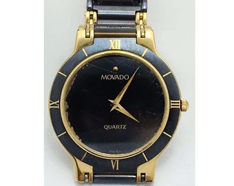 Movado Blue Sapphire Dial Crystal Golden/Blue Wristwatch Serial #67 46 B V24B