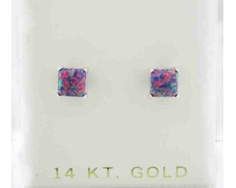 Genuine 1.04 Cts Opals Stud Earrings 14K White Gold