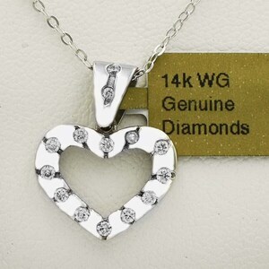 Genuine 0.28 Cts Diamonds Heart Pendant 14k White Gold