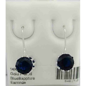 Lab Blue Sapphires 5.60 Cts Dangling Earrings 14K White Gold Plated