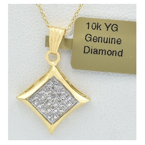 Genuine 0.25 Cts Diamond Pendant 10k Yellow Gold