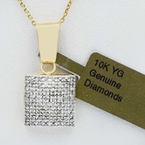 Genuine 0.96 Cts Diamonds Pendant 10K Yellow Gold