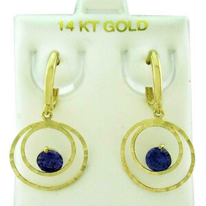 Tanzanite 1.10 Cts Dangling Huggies Earrings 14k Yellow Gold
