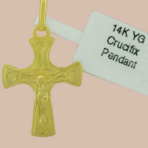 Crucifix Pendant Necklace 14K Yellow Gold ** Brand New With Tag **