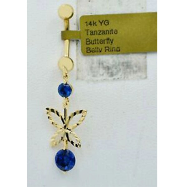 Tanzanite 1.64 Cts Butterfly Belly Navel Ring Solid 14k Gold