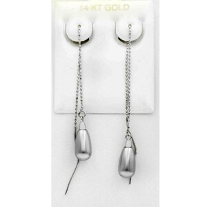 Genuine Grey Pearls Dangling Earrings 14K Gold