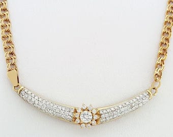 Colar com diamantes genuínos de 2,25 quilates em ouro amarelo 14K.