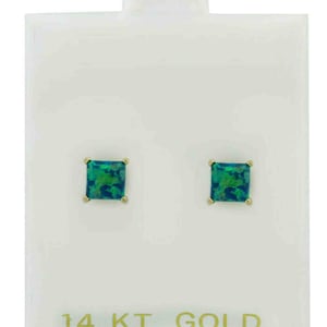 Genuine 0.97 Cts Opal Stud Earrings 14k Gold ** Free Certificate Appraisal **