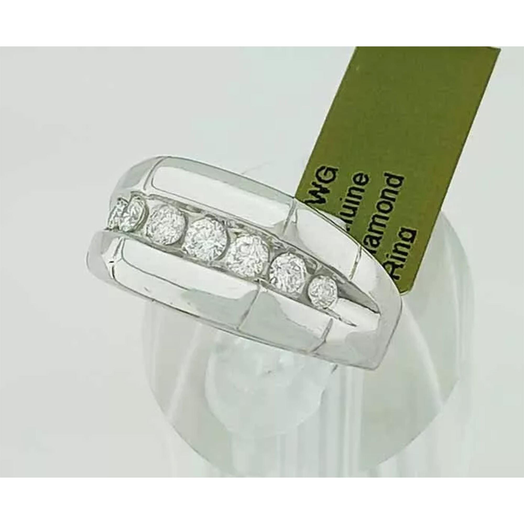 solid  Genuine 0.50 Cts Diamonds Band Ring 14k White Gold - Etsy