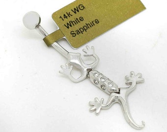 Edelsteen Witte Saffieren LIZARD BELLY Ring 14k Wit Goud