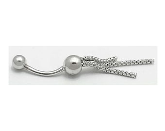 Belly Ring 14K Solid White Gold