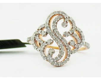 Echte 1.24 Cts Diamanten Ring 925 Sterling Silber (goldfarben)